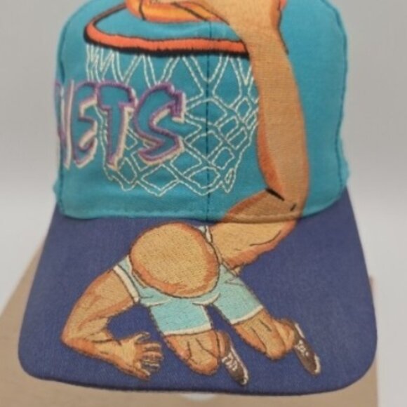 Vintage NBA Nets Slam Dunk Embroidered Snapback Hat – Colorful Player Graphic - Picture 3 of 11